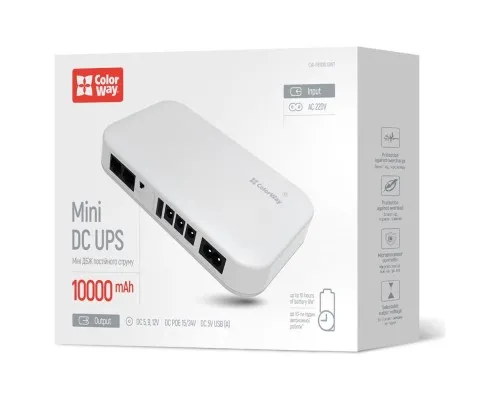 Пристрій безперебійного живлення ColorWay CW-PB100LI3WT 10000mAh 21W (CW-PB100LI3WT)