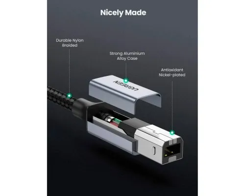 Кабель для принтера USB-C 2.0 to BM 1.0m black Ugreen (45034)