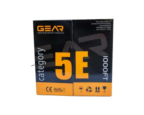 Кабель мережевий UTP 305м, cat.5e, CCA, 4*2*0,50, PVC, indoor, grey GEAR (GEC-UTPCCA050305)