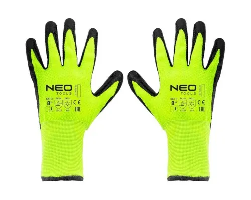 Захисні рукавиці Neo Tools утеплені, латексне покриття, поліестер, р.8, зелено чорні (97-613-8)