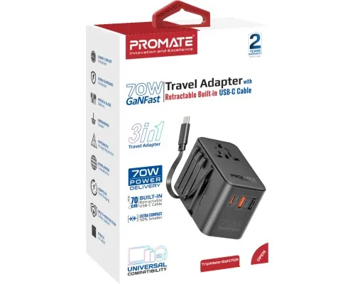 Зарядний пристрій Promate tripmate-gan70r