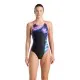 Купальник Arena Dreamhline Swimsuit V Back 008328-500 чорний, фіолетовий, бірюзовій 44 (3468337427988)