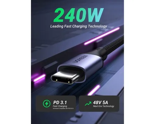 Дата кабель USB-C to USB-C 1.0m 240W US535 space gray Ugreen (15311)