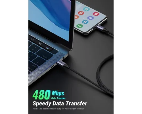 Дата кабель USB-C to USB-C 1.0m 240W US535 space gray Ugreen (15311)