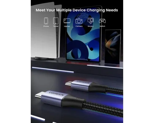 Дата кабель USB-C to USB-C 1.0m 240W US535 space gray Ugreen (15311)