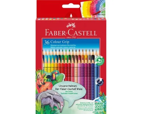 Олівці кольорові Faber-Castell Grip акварельні, 36 кольорів (112442) (27633)