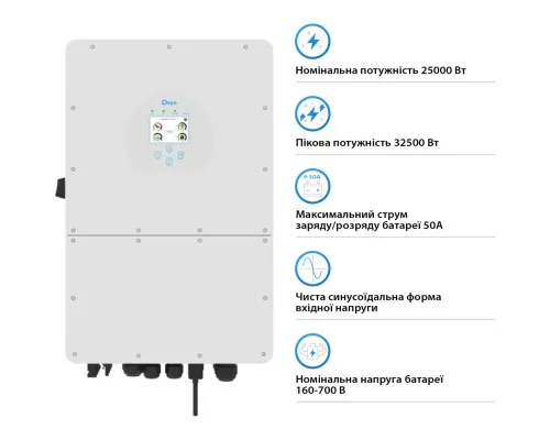 Сонячний інвертор Deye SUN-25K-SG01HP3-EU, 25кВт (SUN-25K-SG01HP3-EU)