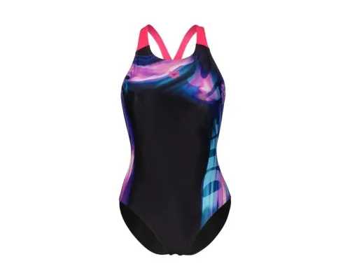 Купальник Arena Dreamhline Swimsuit V Back 008328-500 чорний, фіолетовий, бірюзовій 36 (3468337427940)