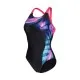 Купальник Arena Dreamhline Swimsuit V Back 008328-500 чорний, фіолетовий, бірюзовій 36 (3468337427940)