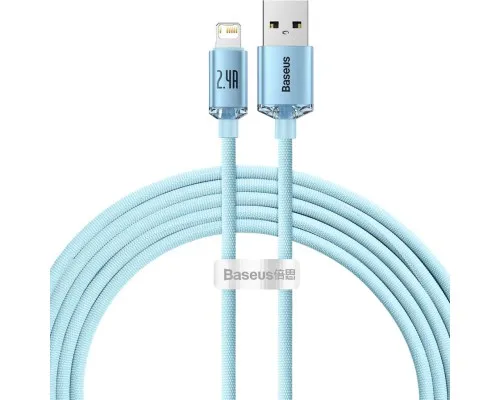 Дата кабель USB 2.0 AM to Lightning 2.0m 2.4A sky blue Baseus (CAJY001203)