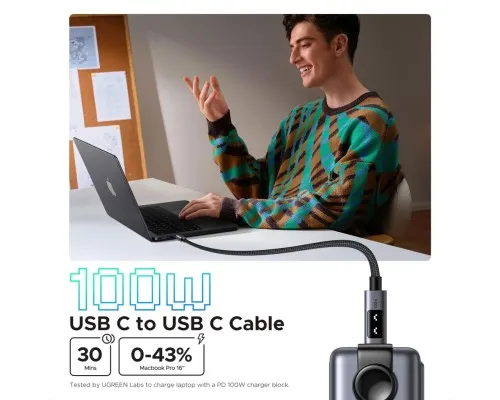 Дата кабель USB-C to USB-C 2.0m PD 100W L509 black Ugreen (35512)