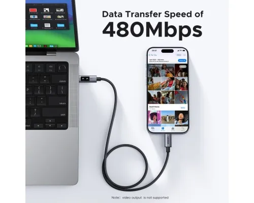 Дата кабель USB-C to USB-C 2.0m PD 100W L509 black Ugreen (35512)