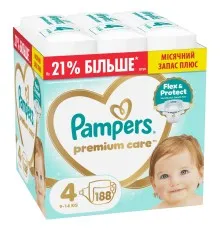 Підгузки Pampers Premium Care Розмір 4 (9-14 кг) 188 шт (8006530223829)