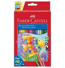 Олівці кольорові Faber-Castell акварельні, 36 кольорів зі стругачкою та пензликом 114437 (25451)