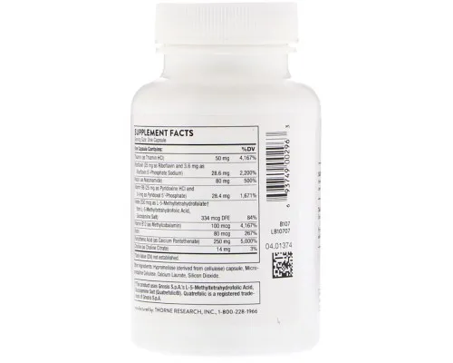 Вітамін Thorne Research B-Комплекс від Стресу, Stress B-Complex, 60 капсул (THR-00296)