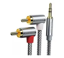 Кабель мультимедійний 3.5mm M to 2xRCA M 2.0m 90° corner Essager (EYPWT-MYA0G-P)