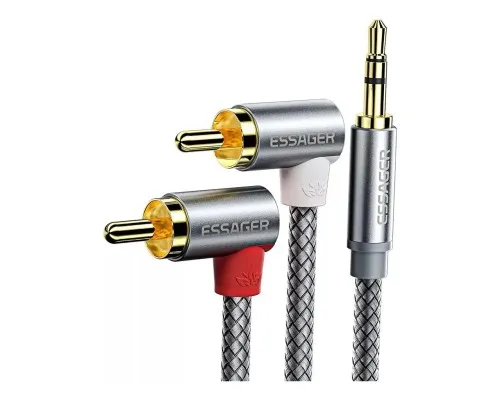 Кабель мультимедійний 3.5mm M to 2xRCA M 2.0m 90° corner Essager (EYPWT-MYA0G-P)