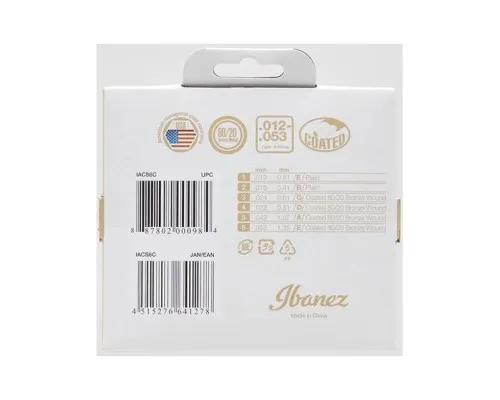 Струни для гітари Ibanez IACS6C Acoustic Guitar Strings 12-53 (301879)