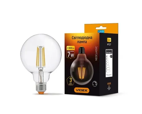 Лампочка Videx Filament G95FD 7W E27 4100K 220V (VL-G95FD-07274)