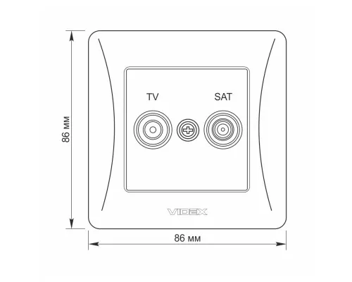 ТВ розетка Videx BINERA TV + SAT кінцева кремова (VF-BNSK2TVSATE-CR)
