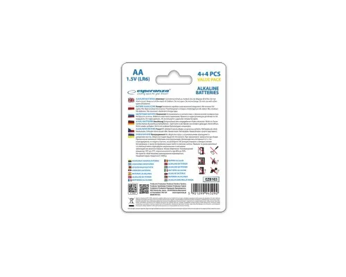 Батарейка Esperanza AA LR6 Alkaline * 8 (EZB103)