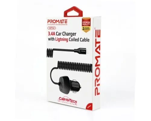 Зарядний пристрій Promate 17W USB + Lightning (voltrip-i.black)