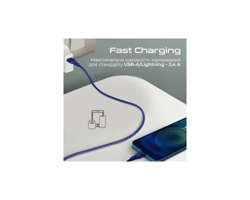 Дата кабель USB 2.0 AM to Lightning 1.2m blue Promate (powerline-ai120.blue)