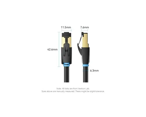 Патч-корд 5м, S/FTP cat 8 RJ-45 black Vention (IKABJ)