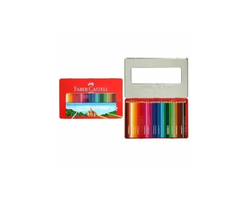 Олівці кольорові Faber-Castell Замок, 36 кольорів, у металевій коробці 115886 (26176)