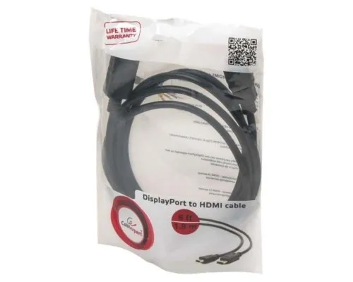 Кабель мультимедійний DisplayPort M to HDMI M 1.8m Cablexpert (CC-DP-HDMI-6)