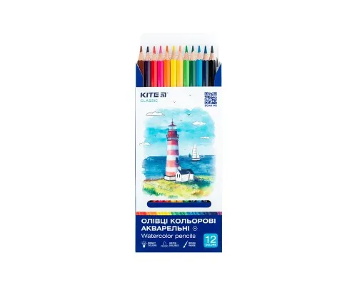 Олівці кольорові Kite Classic акварельні, 12 кольорів (K-1049)
