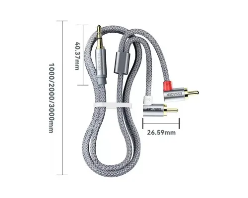 Кабель мультимедійний 3.5mm M to 2xRCA M 5.0m 90° corner Essager (EYPWT-MYD0G-P)