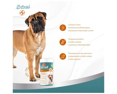 Вітаміни для собак 8in1 Excel Glucosamine + MSM для суглобів 55 шт (4048422184157)