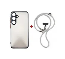 Чохол до мобільного телефона Dengos Case + Cross-body Strap Samsung Galaxy S25 FE Black+Grey (DG-KM-CCRB-28)