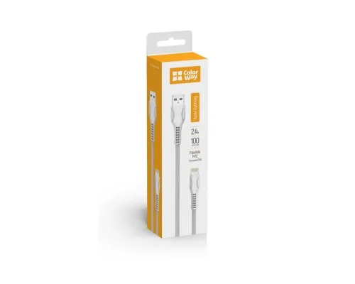 Дата кабель USB 2.0 AM to Lightning 1.0m line-drawing white ColorWay (CW-CBUL027-WH)