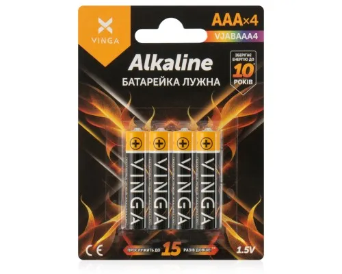 Батарейка AAA LR03 Alkaline 4pcs Blister Vinga (VJABAAA4)
