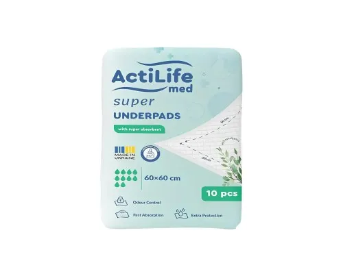 Пелюшки для малюків ActiLife Med Super 60 х 60, 10 шт (4820174981440)