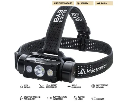 Ліхтар Mactronic Black Eye H40 (4000 Lm) Cool White/Red LED Rechargeable Type-C (THL0061) (DAS303952)
