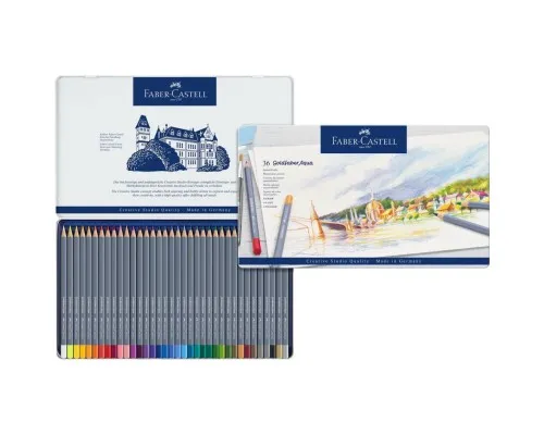 Олівці кольорові Faber-Castell Goldfaber Aqua акварельні, в металевій коробці, 36 кольорів 114636 (27983)