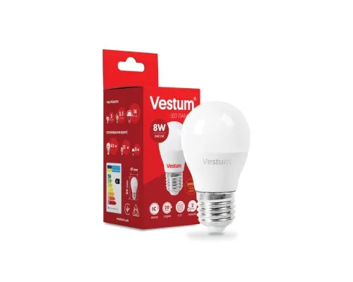 Лампочка Vestum G45 8W 3000K 220V E27 (1-VS-1210)
