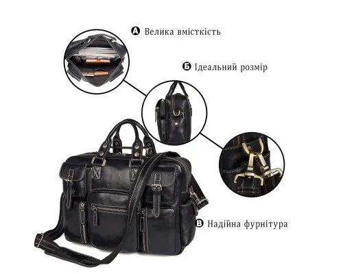 Сумка Vintage З натуральної шкіри Чорна (14204)