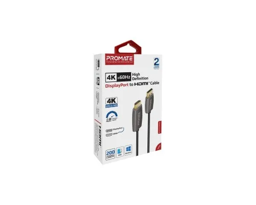 Кабель мультимедійний DisplayPort to HDMI prolink-dp200.black Promate (prolink-dp200.black)