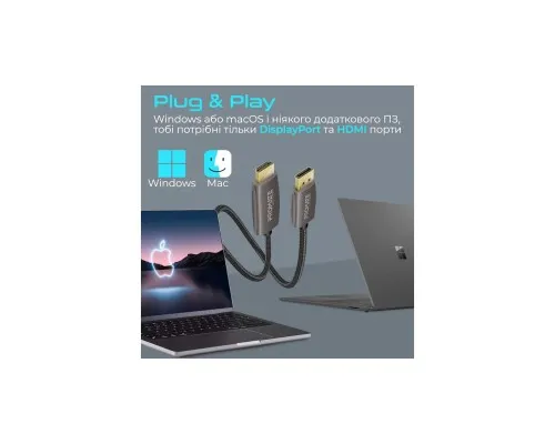 Кабель мультимедійний DisplayPort to HDMI prolink-dp200.black Promate (prolink-dp200.black)