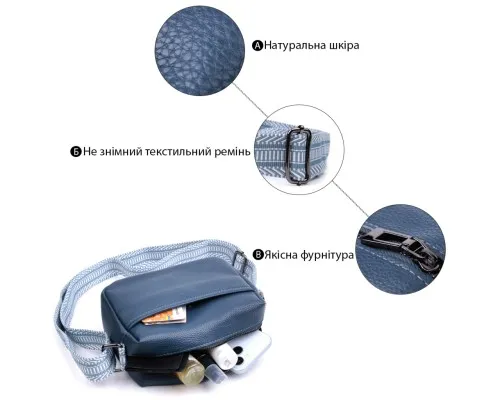 Сумка Vintage З натуральної шкіри Синя (22605)