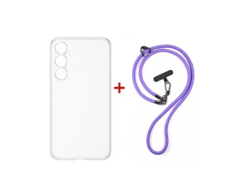 Чохол до мобільного телефона Dengos Case + Cross-body Strap Samsung Galaxy S25 FE Clear+Purple (DG-KM-CCRB-27)