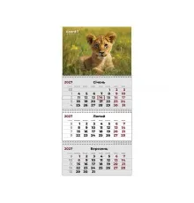 Календар Axent настінний квартальний 2027 р.,3 пр. Animals 3 (8803-27-33-A)