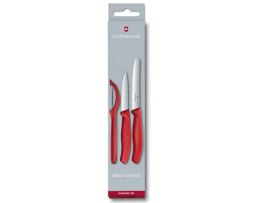 Набір ножів Victorinox SwissClassic из 3 предметов Красный с овощечисткой (6.7111.31)