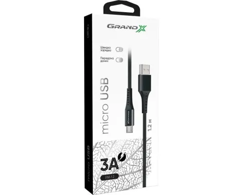 Дата кабель USB 2.0 AM to Micro 5P 1.2m Grand-X (FM-12B)