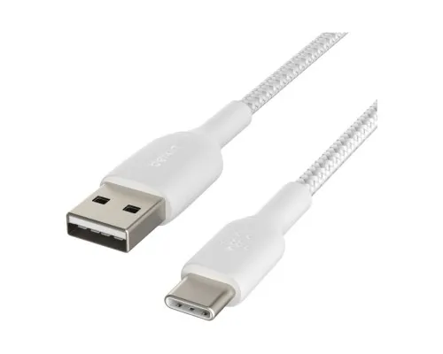 Дата кабель USB 2.0 AM to Type-C 1.0m BRAIDED white Belkin (CAB002BT1MWH)