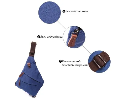 Сумка Vintage Через плече з текстилю Синя (22199)